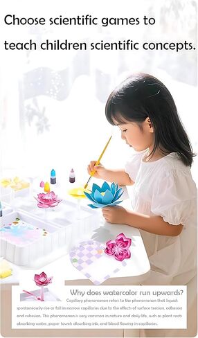 TEHZYORA Paper Flower Science & Craft Kit for Girls Ages 8–12 – DIY Color-Wicking Blooming Flowers with Primary Dyes, STEM Art Project, Bouquet Box Included (Green) in Saudi Arabia