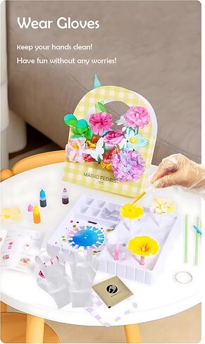 TEHZYORA Paper Flower Science & Craft Kit for Girls Ages 8–12 – DIY Color-Wicking Blooming Flowers with Primary Dyes, STEM Art Project, Bouquet Box Included (Green) in Saudi Arabia