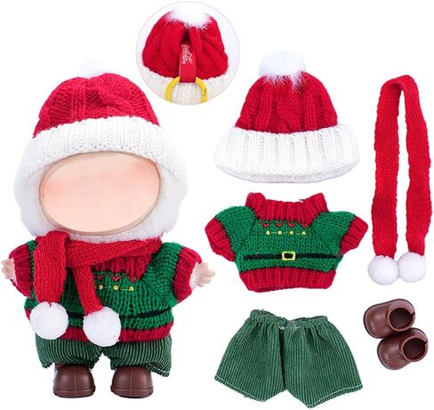 LECOYOYO Christmas Clothes for Labubu 17cm Dolls, Dolls Outfit for Labubu with Accessories Stylish Dress Up Set for LA BUBU in Kuwait