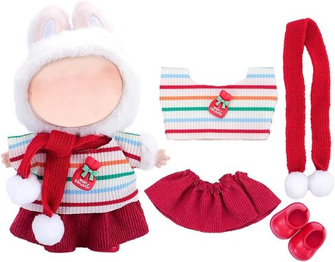 LECOYOYO Christmas Clothes for Labubu 17cm Dolls, Dolls Outfit for Labubu with Accessories Stylish Dress Up Set for LA BUBU in Kuwait