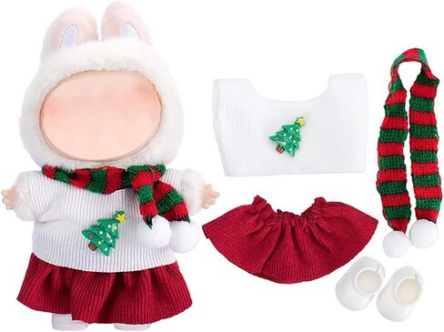 LECOYOYO Christmas Clothes for Labubu 17cm Dolls, Dolls Outfit for Labubu with Accessories Stylish Dress Up Set for LA BUBU in Kuwait