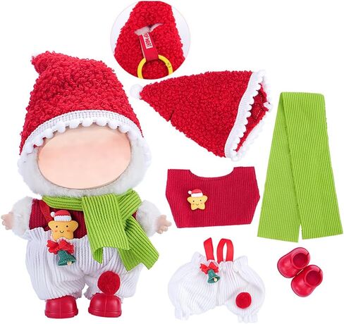 LECOYOYO Christmas Clothes for Labubu 17cm Dolls, Dolls Outfit for Labubu with Accessories Stylish Dress Up Set for LA BUBU in Kuwait