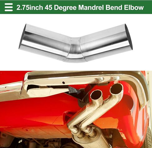 Motoforti 45 Degree 70mm/2.75" OD Mandrel Exhaust Pipe DIY Custom Car Modified Exhaust Pipe Tubing Piping 150mm/5.91" Length 304 Stainless Steel Silver Tone in Saudi Arabia