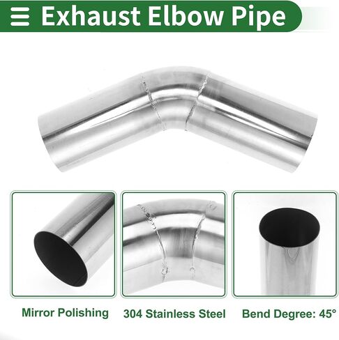 Motoforti 45 Degree 70mm/2.75" OD Mandrel Exhaust Pipe DIY Custom Car Modified Exhaust Pipe Tubing Piping 150mm/5.91" Length 304 Stainless Steel Silver Tone in Saudi Arabia