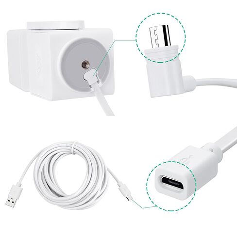 كابل تمديد USB بطول 30 قدم مع محول طاقة لكاميرا WYZE Cam Pan V3 الخارجية، سلك شحن Micro USB 90 درجة، أبيض in Saudi Arabia