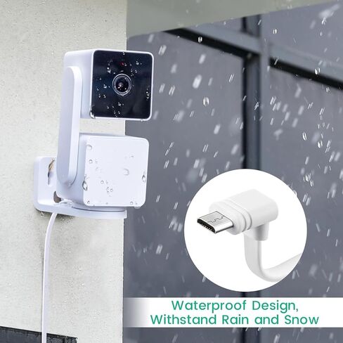 كابل تمديد USB بطول 30 قدم مع محول طاقة لكاميرا WYZE Cam Pan V3 الخارجية، سلك شحن Micro USB 90 درجة، أبيض in Saudi Arabia