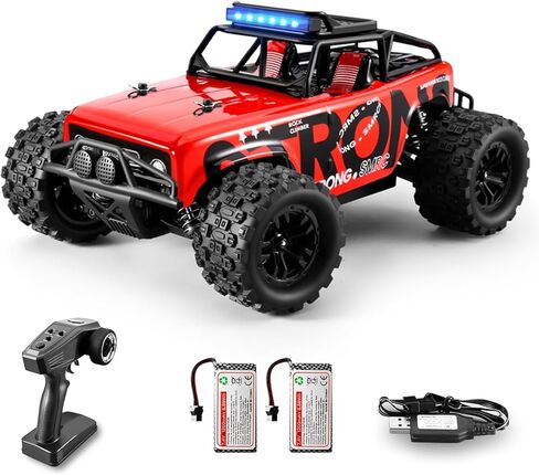 Remote Control Car, RC Car 4WD, 1/18 Scale, 2.4 GHz, 40 km/h Racing Car, Waterproof Off-Road Monster RC Truck with 2 Batteries 60 Minutes Running Time, Toy Car - Red in Saudi Arabia
