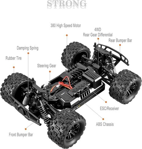 Remote Control Car, RC Car 4WD, 1/18 Scale, 2.4 GHz, 40 km/h Racing Car, Waterproof Off-Road Monster RC Truck with 2 Batteries 60 Minutes Running Time, Toy Car - Red in Saudi Arabia