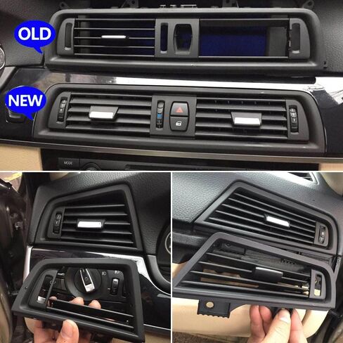 Rear Console Air Vent Outlet Cover, Interior Air Conditioning Grille AC Vent Panel Trim Accessories Replacement For BMW 5 Series F10 F11 F18 520i 523i 525i 528i 535i (Rear with Holes) in Saudi Arabia
