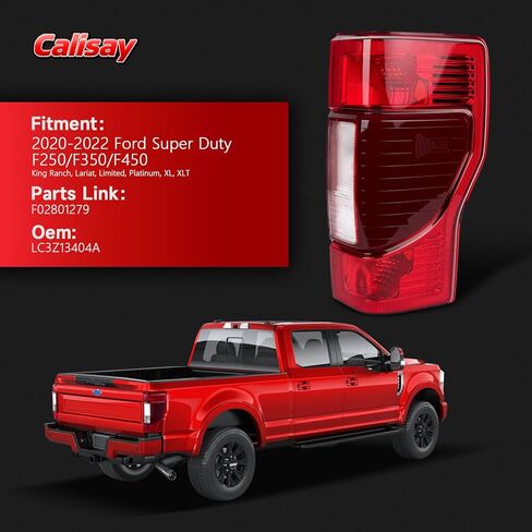 ضوء الذيل متوافق مع 2020-2022 Ford F250 F350 نوع هالوجين فائق التحمل مع نقطة عمياء (الوحدة غير متضمنة) مجموعة إشارة مصباح الفرامل الخلفية مع مصابيح استبدال LC3Z13404A FO2801279 (الجانب الأيمن) in Kuwait