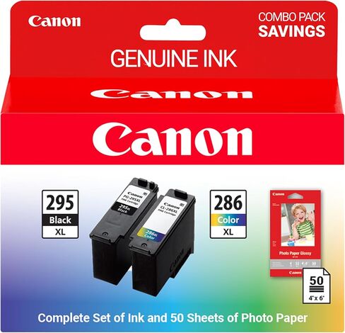Canon PG-295XL/CL-286XL Combo Pack of Ink & Photo Paper, Compatible with TR7120, TS6520, TS4320 in Saudi Arabia
