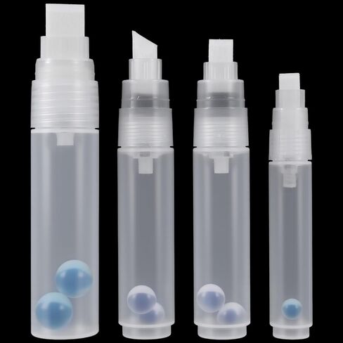 4Pcs Empty Markers Acrylic Paint Marker Refillable Acrylic Paint Pens Graffiti Markers with 8/10/11/16mm Tips Clear Fillable Paints Marker Pen for Painting on Ceramics Wood Glass Rocks Metal in Saudi Arabia