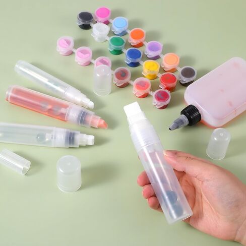 4Pcs Empty Markers Acrylic Paint Marker Refillable Acrylic Paint Pens Graffiti Markers with 8/10/11/16mm Tips Clear Fillable Paints Marker Pen for Painting on Ceramics Wood Glass Rocks Metal in Saudi Arabia
