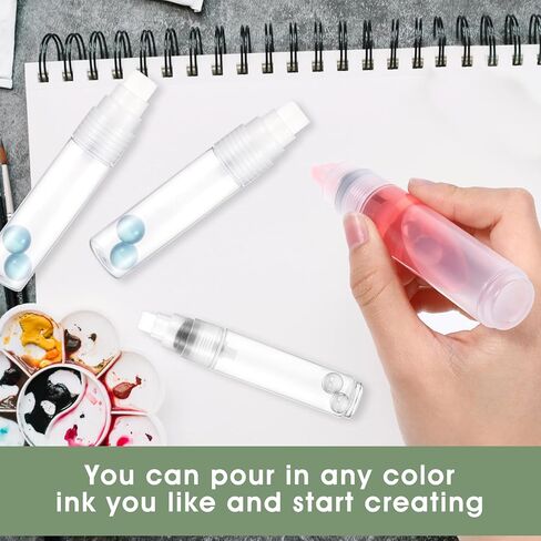 4Pcs Empty Markers Acrylic Paint Marker Refillable Acrylic Paint Pens Graffiti Markers with 8/10/11/16mm Tips Clear Fillable Paints Marker Pen for Painting on Ceramics Wood Glass Rocks Metal in Saudi Arabia