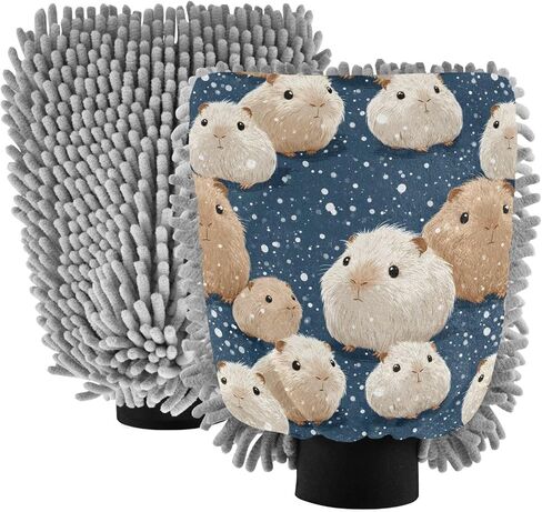 AIXIWAWA Guinea Pig Anime Print Car Wash Mitt Washing Glove Scratch Free Water Absorbent 2 Pack Large in Saudi Arabia