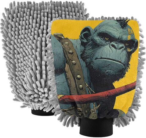 AIXIWAWA Gorilla Tribal Print Car Wash Mitt Washing Glove Scratch Free Water Absorbent 2 Pack Large in Saudi Arabia