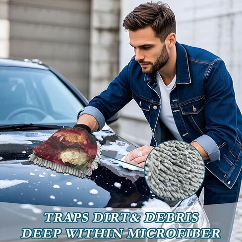 قفاز غسيل السيارات مطبوع عليه زهور من AIXIWAWA، قفاز غسيل مقاوم للخدش وماص للماء، عبوة من قطعتين متوسطة الحجم in Saudi Arabia