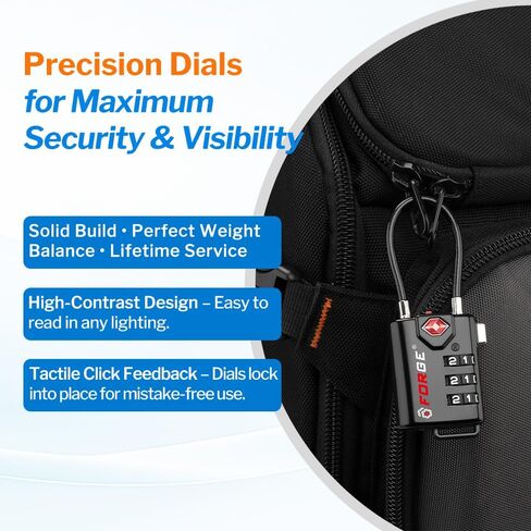 TSA Approved Cable Luggage Locks, Re-settable Combination with Alloy Body, Black 2 Locks. in Saudi Arabia
