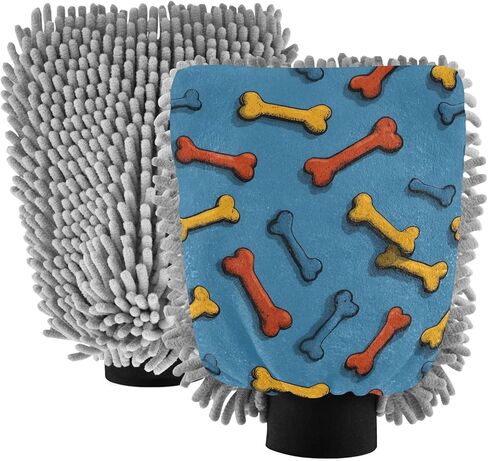 AIXIWAWA Bones Cartoon Print Car Wash Mitt Washing Glove Scratch Free Water Absorbent 2 Pack Medium in Saudi Arabia