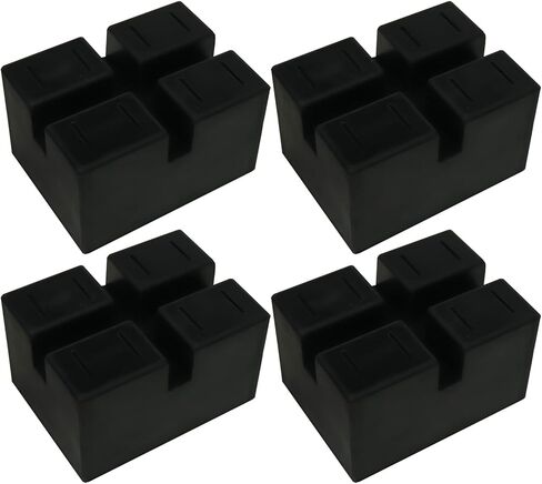 4 Pack Pinch Weld Jack Pads, Solid Rubber Auto Lift Block Spacer Pads, Heavy Duty Slotted Frame Rail Protectors for Car Lifts and Jacks, Universal Rubber Lift Blocks, 4" × 3" × 2.4",3000 lbs Capacity in Saudi Arabia
