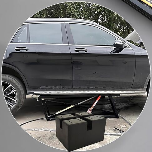 4 Pack Pinch Weld Jack Pads, Solid Rubber Auto Lift Block Spacer Pads, Heavy Duty Slotted Frame Rail Protectors for Car Lifts and Jacks, Universal Rubber Lift Blocks, 4" × 3" × 2.4",3000 lbs Capacity in Saudi Arabia