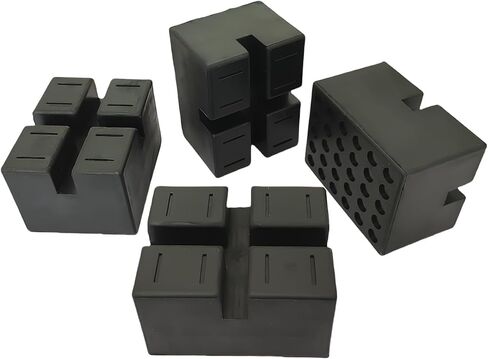 4 Pack Pinch Weld Jack Pads, Solid Rubber Auto Lift Block Spacer Pads, Heavy Duty Slotted Frame Rail Protectors for Car Lifts and Jacks, Universal Rubber Lift Blocks, 4" × 3" × 2.4",3000 lbs Capacity in Saudi Arabia