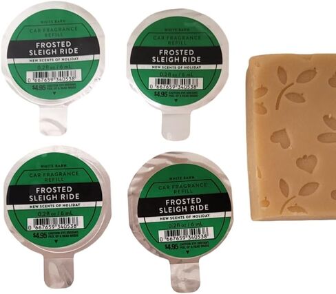 Bath and Body Frosted Sleigh Ride Car Fragrance Refill 4 pack with Rosebud Ranch Goat Milk Soap Sample in Saudi Arabia