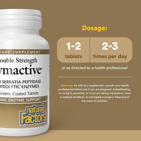 Natural Factors - Zymactive Proteolytic Enzyme Double Strength, Supports a Healthy Inflammatory Response to Help Muscle and Joint Function, Gluten Free, Non-GMO, 30 Enteric Coated Tablets in Saudi Arabia