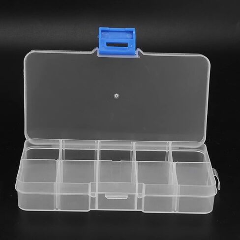 10 Grid Transparent Jewelry Box, Plastic Organizer Box Storage Container with Adjustable Partitions, for Beads Art Crafts in Saudi Arabia