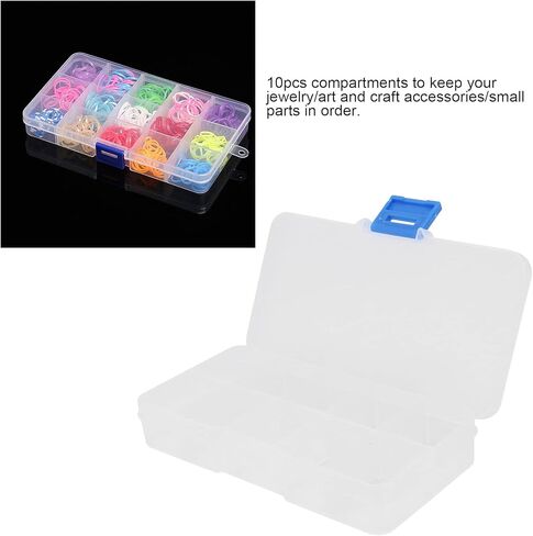 10 Grid Transparent Jewelry Box, Plastic Organizer Box Storage Container with Adjustable Partitions, for Beads Art Crafts in Saudi Arabia