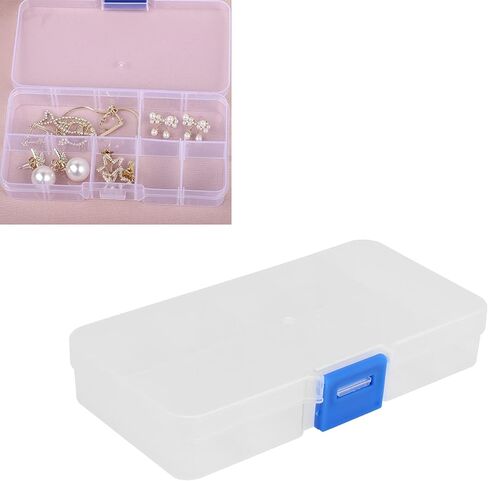 10 Grid Transparent Jewelry Box, Plastic Organizer Box Storage Container with Adjustable Partitions, for Beads Art Crafts in Saudi Arabia