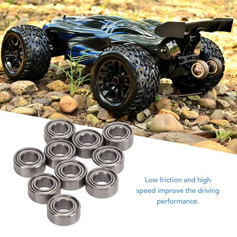 10Pcs 10x5x4mm Standard Size Steel RC Ball Bearing Set for ZD Racing 10421 S, Durable and Practical Accessory Part Kit for Stable and Safe RC Car Running Performance in Saudi Arabia