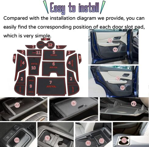 Custom Interior Accessories 18PCS for Nissan Ariya 2023 Center Console Cover Door Slot Pad Cushion Non-Slip Gate Slot Pad Cup Holder Liners Mat(Red) in Saudi Arabia