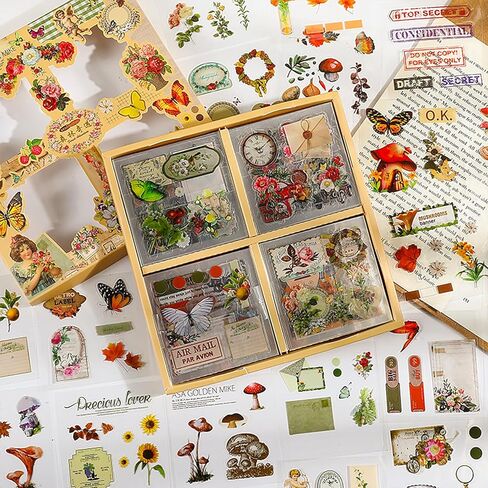 510PCS Plants Floral Scrapbook Stickers Kit Vintage Flowers Stickers Set for Scrapbooking Supplies in Saudi Arabia