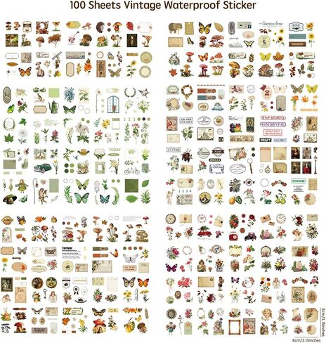 510PCS Plants Floral Scrapbook Stickers Kit Vintage Flowers Stickers Set for Scrapbooking Supplies in Saudi Arabia