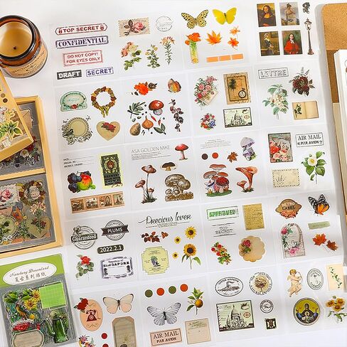 510PCS Plants Floral Scrapbook Stickers Kit Vintage Flowers Stickers Set for Scrapbooking Supplies in Saudi Arabia