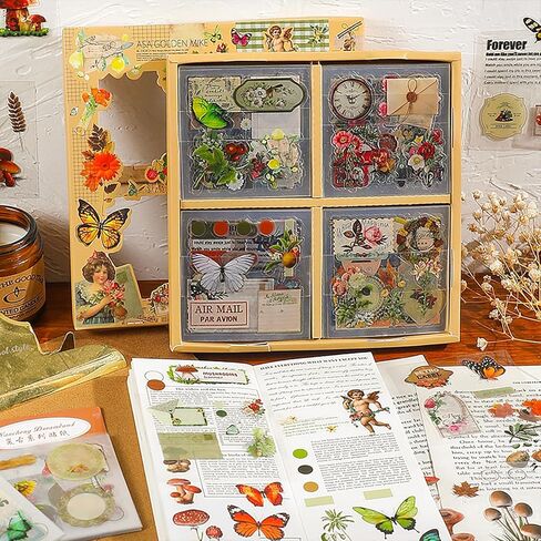 510PCS Plants Floral Scrapbook Stickers Kit Vintage Flowers Stickers Set for Scrapbooking Supplies in Saudi Arabia