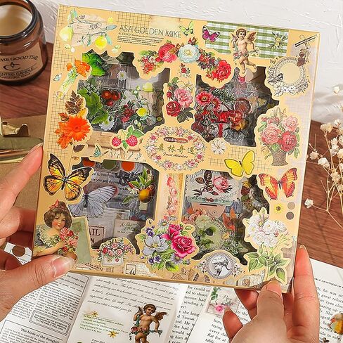510PCS Plants Floral Scrapbook Stickers Kit Vintage Flowers Stickers Set for Scrapbooking Supplies in Saudi Arabia