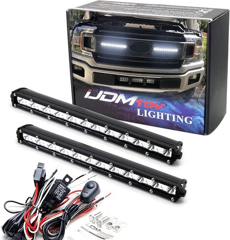 iJDMTOY Front Grille LED Light Bar Kit Compatible with 2018-2020 Ford F150 XL XLT, Includes 36W Slim High Power LED Lightbars, Front Grill Mounting Brackets & On/Off Switch Wiring Kit in Saudi Arabia