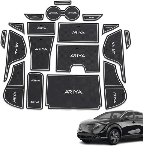 Custom Interior Accessories 18PCS for Nissan Ariya 2023 Center Console Cover Door Slot Pad Cushion Non-Slip Gate Slot Pad Cup Holder Liners Mat(Red) in Saudi Arabia