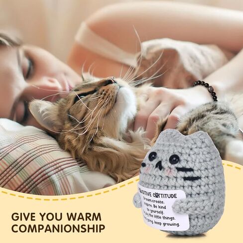 hand-made crochet cat wearing a bracelet - positive crochet animals plush, perfect birthday gifts for women, cat dad gifts & thoughtful presents for friends women in Saudi Arabia