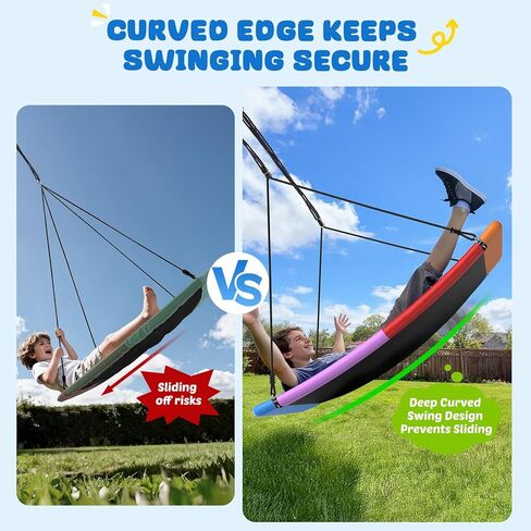 Trekassy 700lb Giant 60 "Skycurve Platform Tree Swing للأطفال والكبار مع شريطين معلقين (قوس قزح) in Kuwait