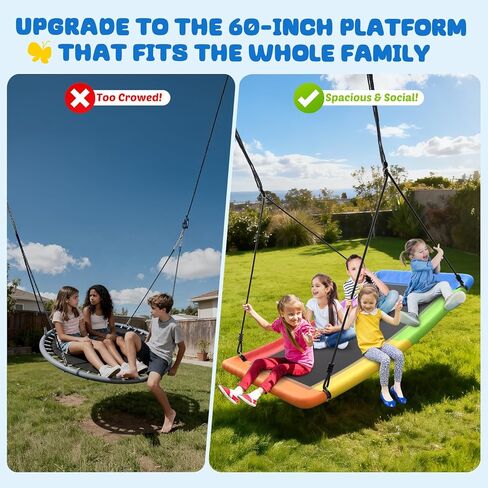 Trekassy 700lb Giant 60 "Skycurve Platform Tree Swing للأطفال والكبار مع شريطين معلقين (قوس قزح) in Kuwait