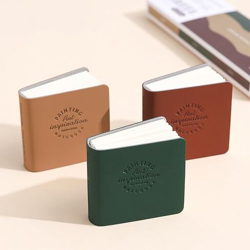 3Pcs/set Mini Bean Notebook PU Leather Cover Pocket Blank Drawing Notebook Student Gift (Retro color) in Saudi Arabia