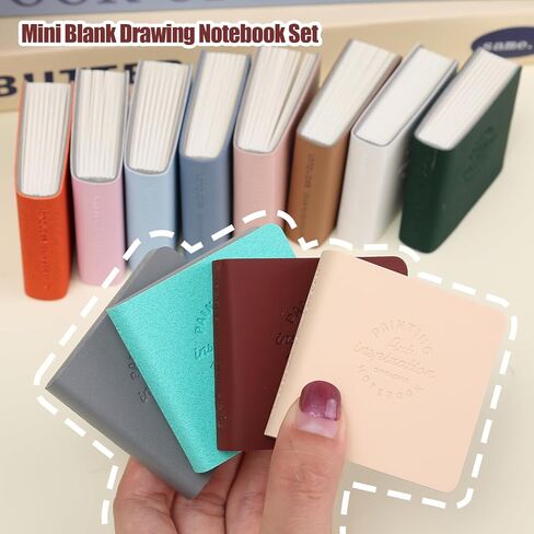 3Pcs/set Mini Bean Notebook PU Leather Cover Pocket Blank Drawing Notebook Student Gift (Retro color) in Saudi Arabia