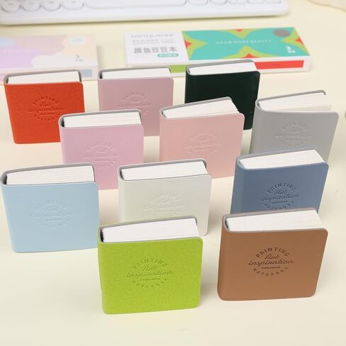 3Pcs/set Mini Bean Notebook PU Leather Cover Pocket Blank Drawing Notebook Student Gift (Retro color) in Saudi Arabia