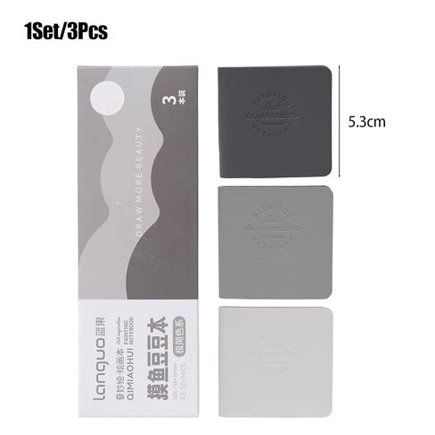 3Pcs/set Mini Bean Notebook PU Leather Cover Pocket Blank Drawing Notebook Student Gift (Retro color) in Saudi Arabia