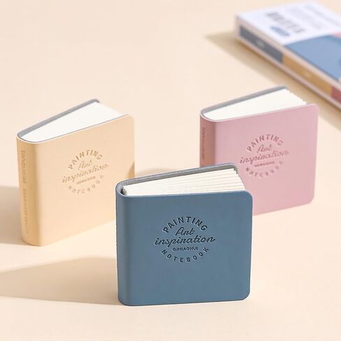 3Pcs/set Mini Bean Notebook PU Leather Cover Pocket Blank Drawing Notebook Student Gift (Retro color) in Saudi Arabia