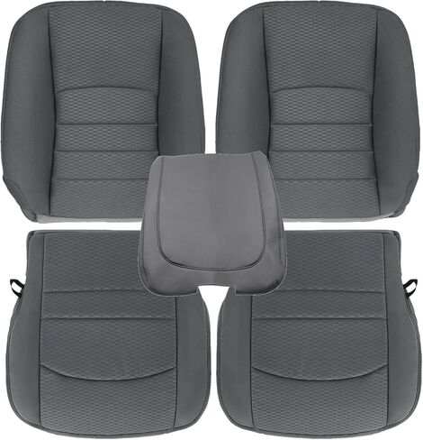 SecosAutoparts Driver & Passenger Side Bottom & Top Lean Back & Armrest Cover Replacement Cloth Seat Cover Gray Compatible with Dodge Ram 1500 2500 3500 4500 5500 2013 2014 2015 2016 2017 2018 in Saudi Arabia