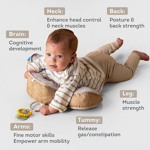 Taf Toys Tummy Time Support, 2-Stage Baby Toy for Newborns 0-6M, Crinkle Toy & U-Shape Design, Strengthens Neck/Back Muscles, Comfortable Baby Essentials & Must-Haves Montessori Toy for Infant Newborn in Kuwait